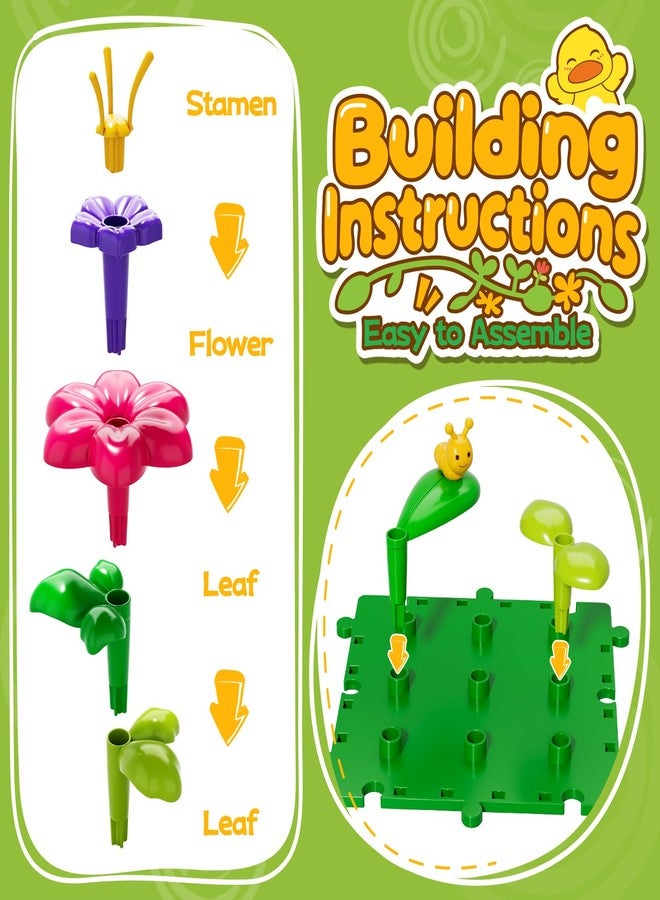 Novaluki Flower Garden Building Toys for Toddler 3 4 5 6 7 Years Old, 119Pcs DIY Stacking Toys with Storage Box, Kids STEM Preschool Educational Toy, Christmas Birthday Gift for Girls Ages 3-5 - Image 2