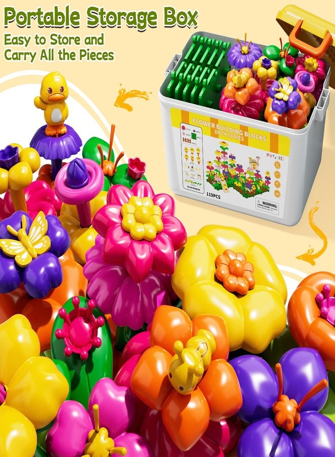 Novaluki Flower Garden Building Toys for Toddler 3 4 5 6 7 Years Old, 119Pcs DIY Stacking Toys with Storage Box, Kids STEM Preschool Educational Toy, Christmas Birthday Gift for Girls Ages 3-5 - Image 4
