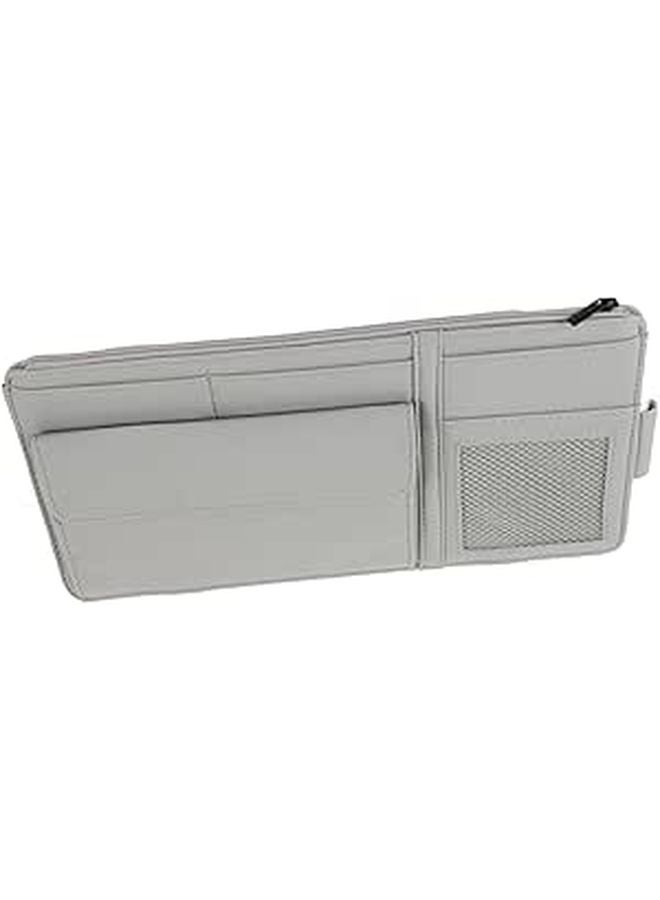 Grey Car Visor Organizer Clip On Storage For Sunglasses Documents Cards - Image 1