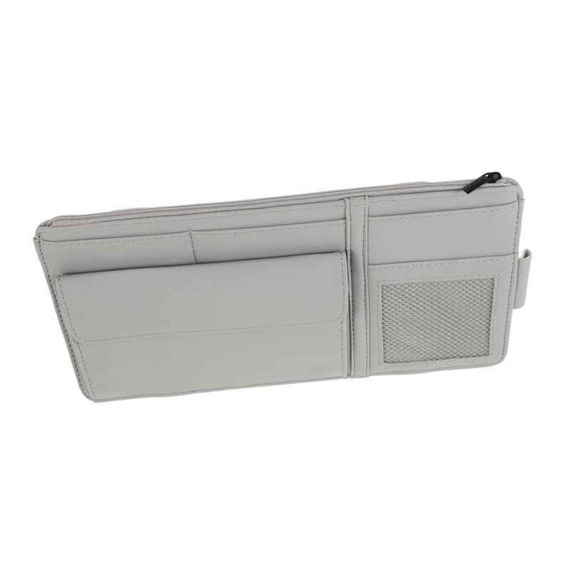 Grey Car Visor Organizer Clip On Storage For Sunglasses Documents Cards - Image 2