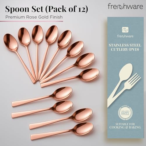 Frenchware Cutlery (Set of 12, Stainless Steel PVD Rose Gold Spoons Set), 100% Food Grade, Non Toxic, Anti-Rust, Dishwasher Safe, Perfect Gifting Set for All Occasions - Image 2