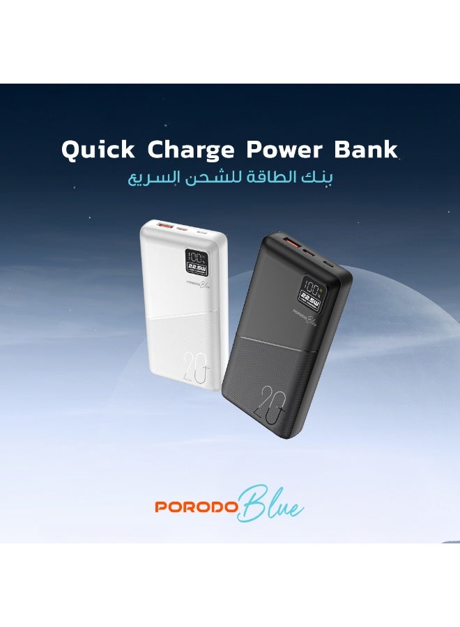 porodo Power Bank 10000mAh, Portable Charger Fast Charging 22.5W QC Slim Power Bank, Mobile Phone PD 20W Wired Charging LED Display, Travel Battery Pack Compatible with iPhone 17, iPad, Google, Tablet - Image 3