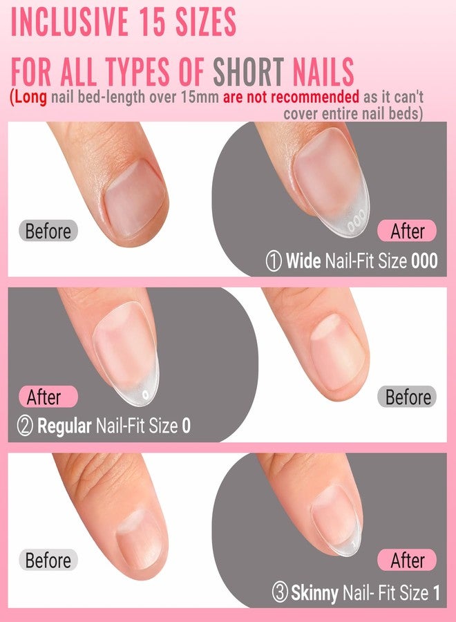 SINOKAME Extra Short Wide Fit Almond Nail Tips for Short Wider Nail Beds,SINOKAME Full Matte No File XS Almond Gel Press On Nails Clear,Paintable Fake Nails Durable 15 Sizes 300 Pcs - Image 3