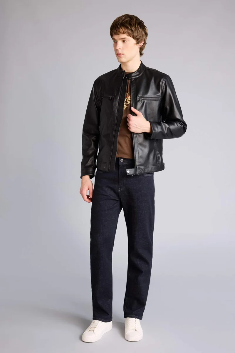 Defacto Slim Fit Faux Leather Jacket