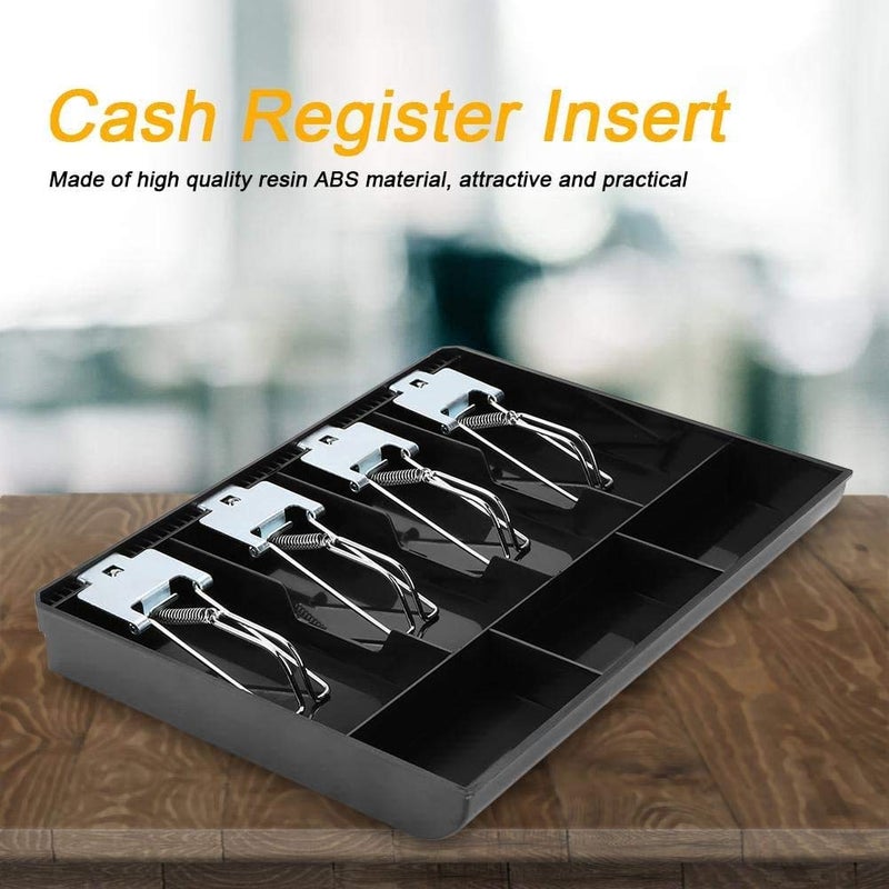 SUKHAD ABS Cash Tray Drawer, 4 Cash and 3 Coin Compartment, Cashier Storage Safe Box | 7 Slot Cash Tray | 32.2 X 3.5 X 24.5 cm | Black - Image 4