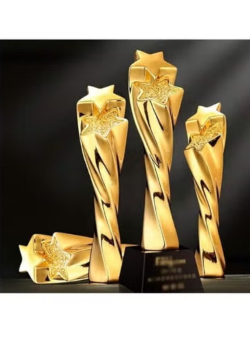 سبال كأس نجمة ذهبية حلزونية - ٢٧.٦ سم | جائزة أنيقة من الراتنج بقاعدة سوداء - Image 2