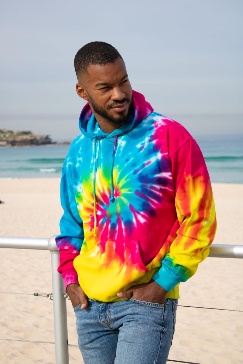 Colortone Tie Dye Pullover Hoodie for Women and Men, Reactive Rainbow, Small - Image 2