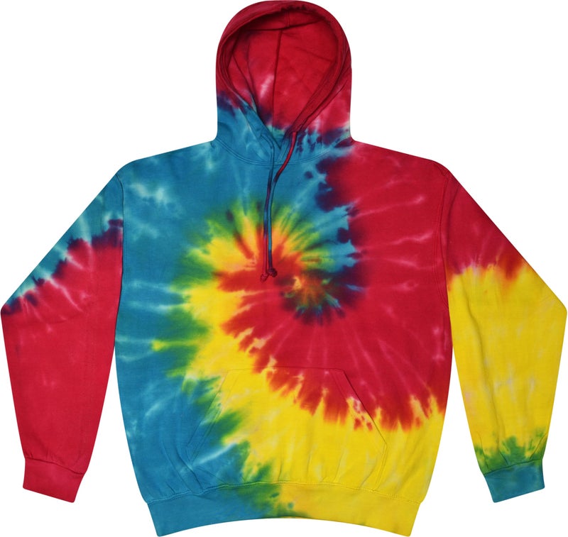 Colortone Tie Dye Pullover Hoodie for Women and Men, Reactive Rainbow, Small - Image 1