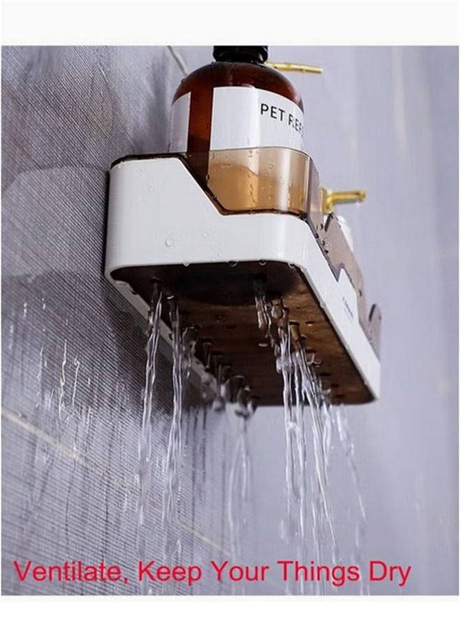 وين هولدر Shower Caddy Wall Mounted 2 Pack Bathroom Organizer Shelves Adhesive Shelf Make Up Holder, Shower Organiser Corner Bathtub Storage Basket Rack Shelf Bath Holder No Drilling Kitchen Spice Rack - Image 4
