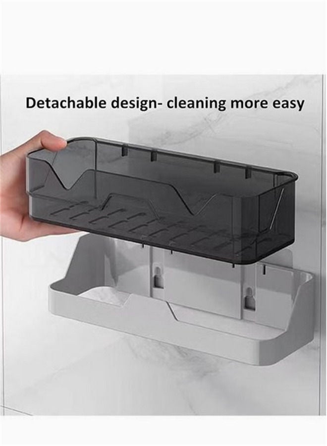 وين هولدر Shower Caddy Wall Mounted 2 Pack Bathroom Organizer Shelves Adhesive Shelf Make Up Holder, Shower Organiser Corner Bathtub Storage Basket Rack Shelf Bath Holder No Drilling Kitchen Spice Rack - Image 5