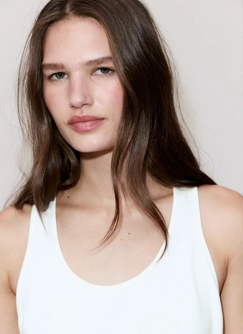 Mango 02-OFFWHITE Crop Top With Round Neckline for Women | Best Price UAE