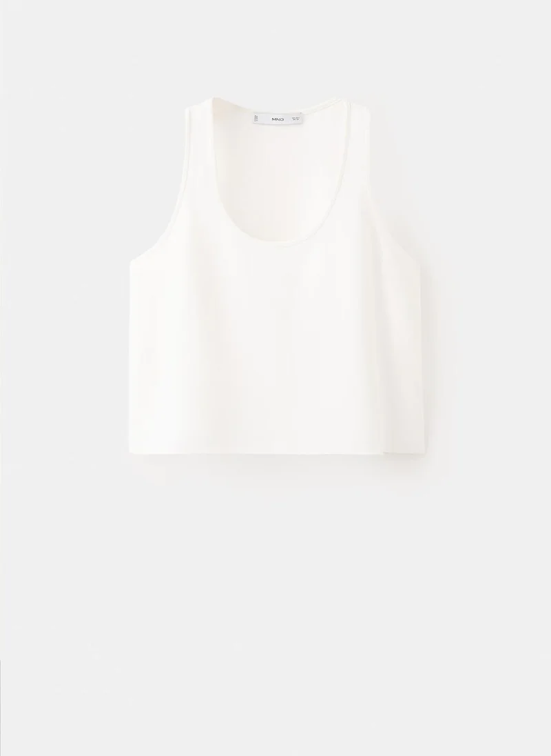 Mango 02-OFFWHITE Crop Top With Round Neckline for Women | Best Price UAE