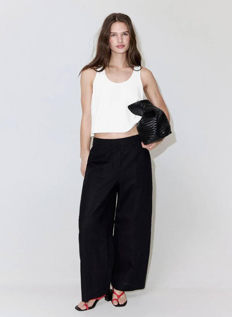 Mango 02-OFFWHITE Crop Top With Round Neckline for Women | Best Price UAE