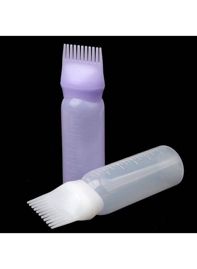 Pimoys Pimoys Root Comb Applicator Bottle 6 Ounce Oil Applicator for Hair Dye, 3 Pack Hair Oiling Bottle Brush with Graduated Scale (Pink, Purple, White) - Image 4