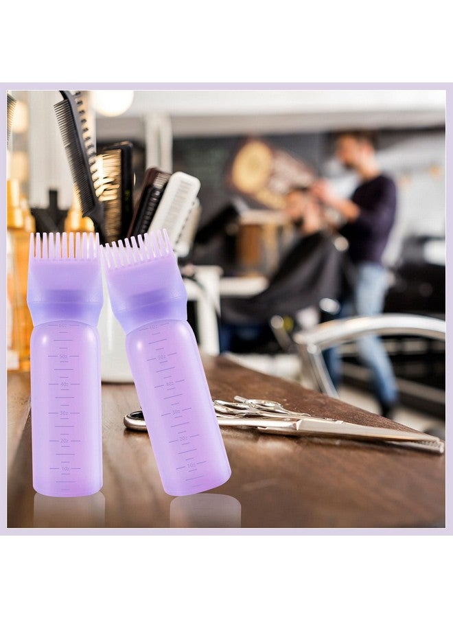 Pimoys Pimoys Root Comb Applicator Bottle 6 Ounce Oil Applicator for Hair Dye, 3 Pack Hair Oiling Bottle Brush with Graduated Scale (Pink, Purple, White) - Image 3
