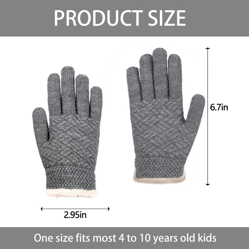 FENELY 2 Pairs Kid Winter Knit Gloves Stretchy Warm Gloves Gift for Boy Girl - Image 4