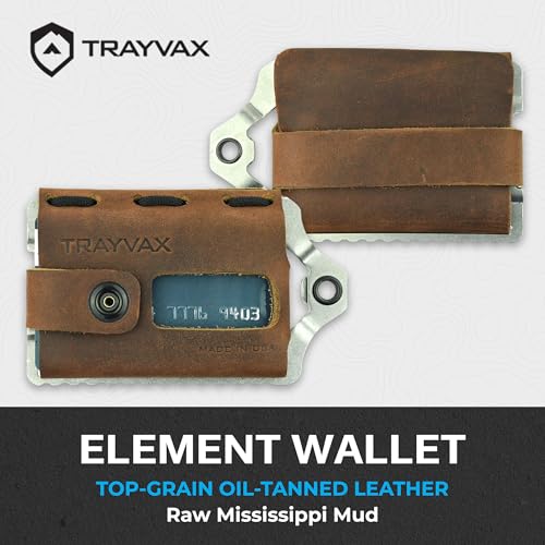 Trayvax Element Wallet, RFID Front Pocket Credit Card Holder with Money Clip, Minimalist Slim Leather Metal Wallet for Men and Women, Raw Mississippi Mud - Image 2