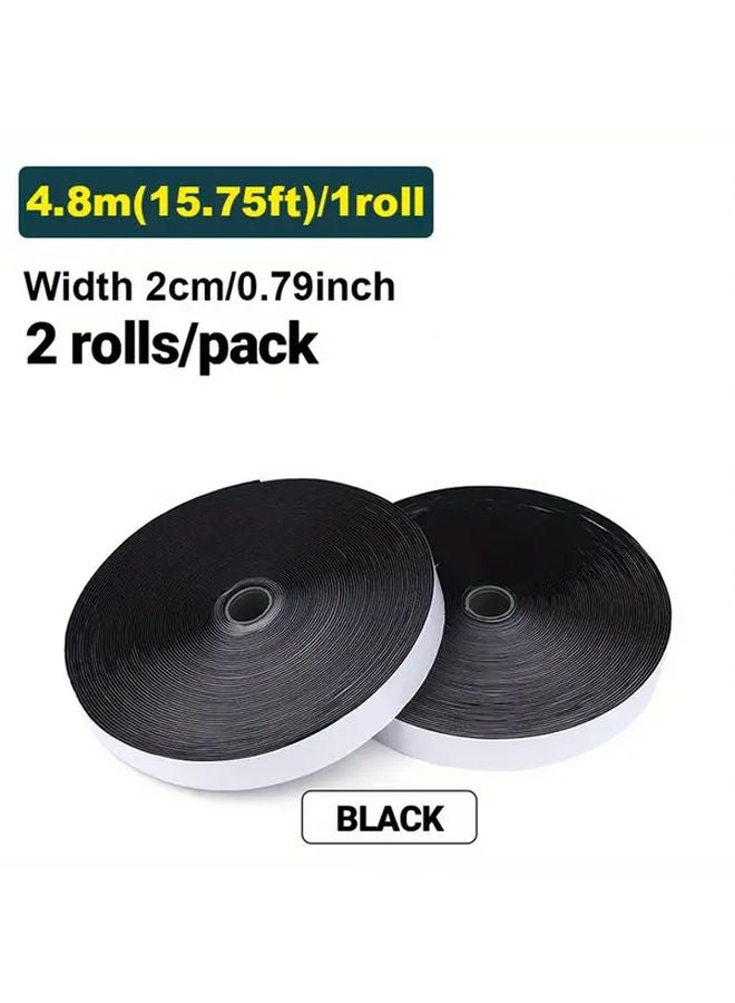 Black Heavy Duty Double Sided Adhesive Strips 4 8m 15 75ft Hook and Loop Fasteners - Image 1