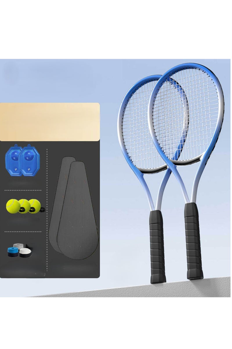 Adults Tennis Racket,27 Inch Tennis Racquet ,2 Players Adult Recreational Tennis Rackets Set for Beginners and Professional with 3 Tennis Balls, 3 Overgrips, 2 Tennis  Bag,2 Tennis Trainer Rebound foundation - Image 1