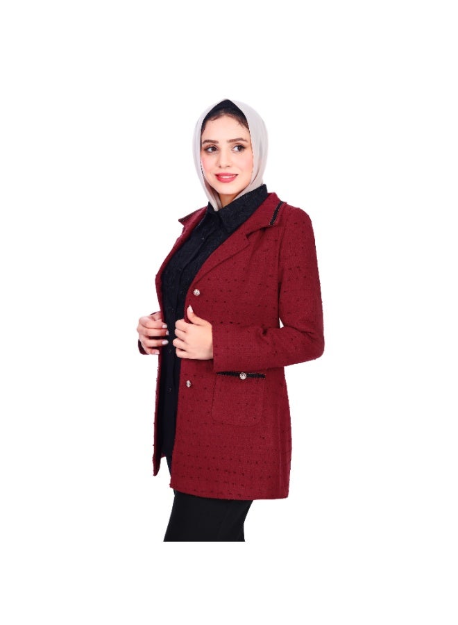 Smoky Egypt Women's Boucle Jacket-Red - Image 2