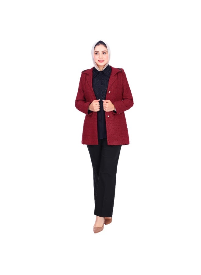 Smoky Egypt Women's Boucle Jacket-Red - Image 3