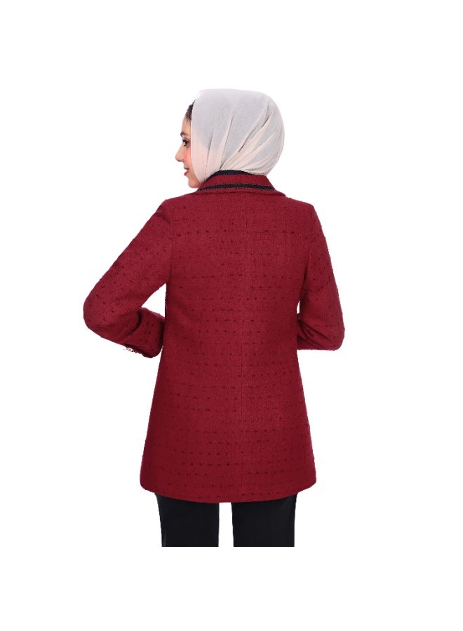 Smoky Egypt Women's Boucle Jacket-Red - Image 4