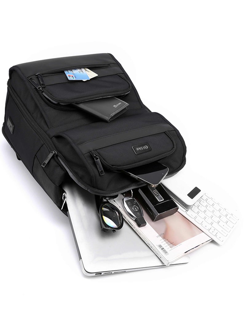 هايك Hike 16.5 Inch Durable Laptop Backpack Waterproof Business Casual Daypack with Built in USB Port for Men Women in Travel Office School College, HK2201-BLACK - Image 4