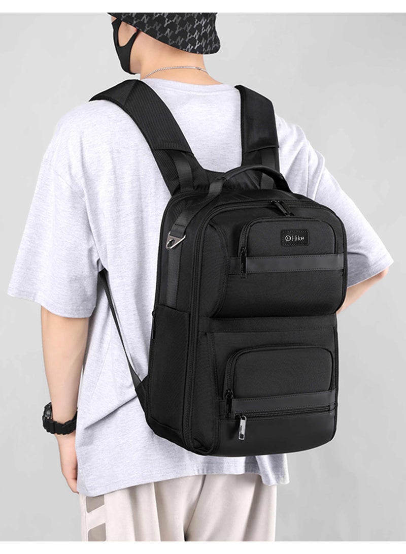 هايك Hike 16.5 Inch Durable Laptop Backpack Waterproof Business Casual Daypack with Built in USB Port for Men Women in Travel Office School College, HK2201-BLACK - Image 2