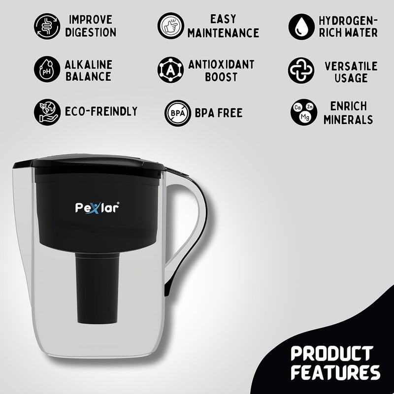 Pexlar Alkaline Water Filter Jug Alkaline Water Generator Blue 4 Litres BPA Free - Image 2