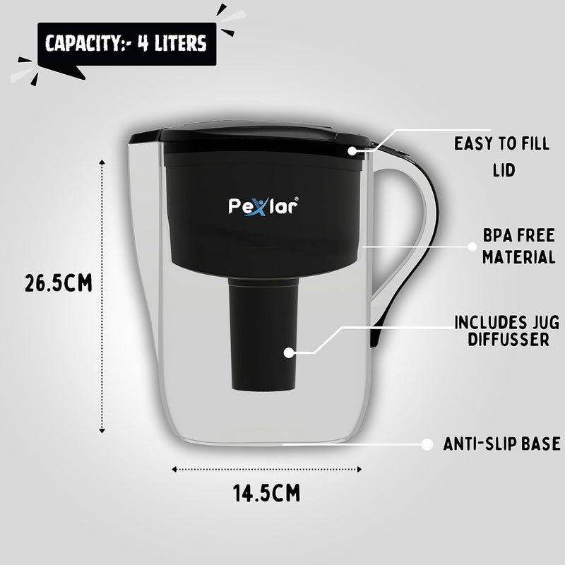 Pexlar Alkaline Water Filter Jug Alkaline Water Generator Blue 4 Litres BPA Free - Image 3