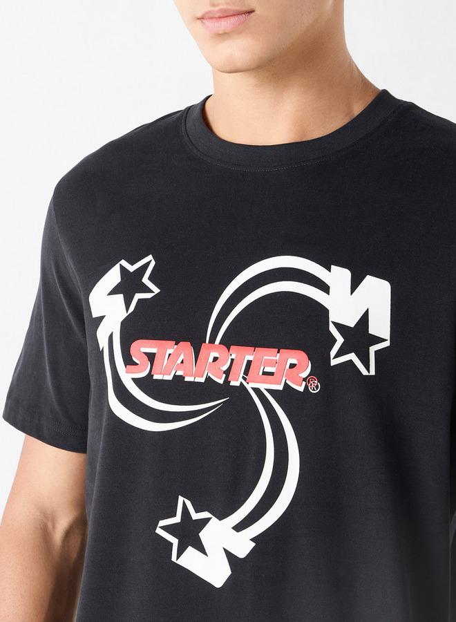 Starter Logo Print Crew Neck T-shirt with Short Sleeves - Image 4