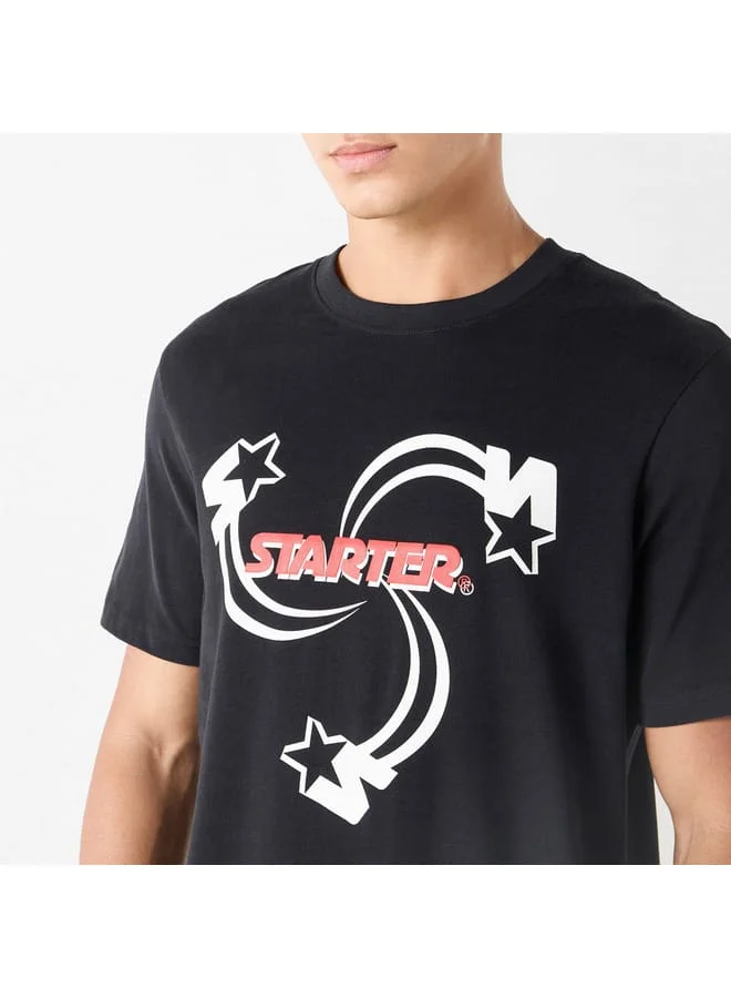STARTER Starter Logo Print Crew Neck T-shirt with Short Sleeves