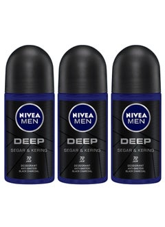 Nivea Pack Of 3 Men Anti Perspirant Deep With Black Carbon And Dark Wood Roll On 50ml  - Image 2