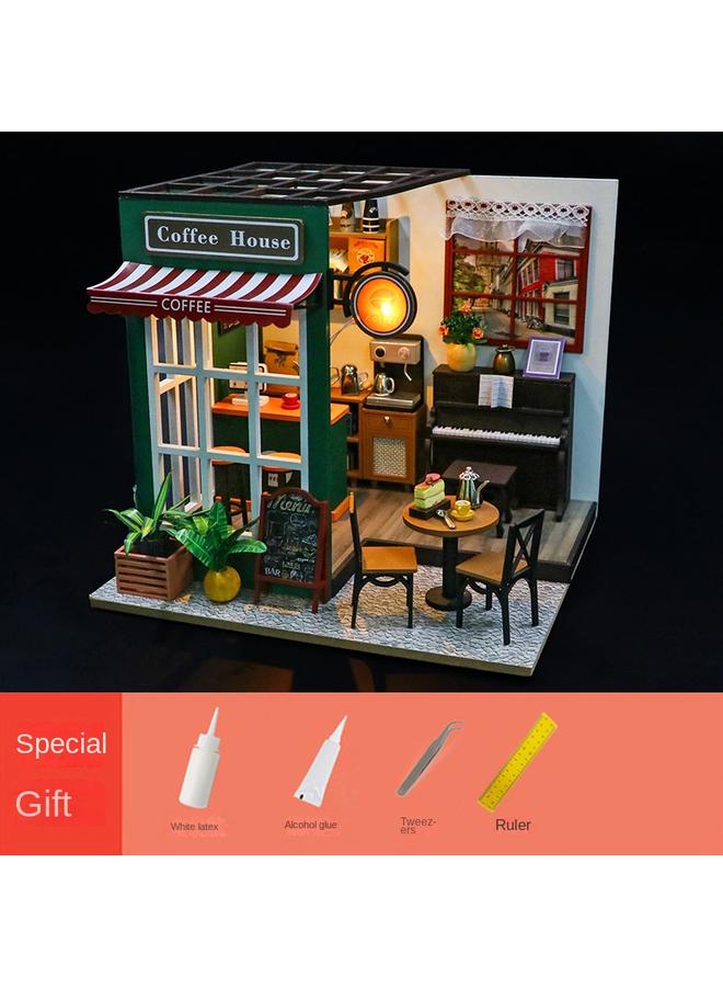 Bluejw Hongda Diy Cabin Afternoon Cafe 3D Three-dimensional Assembled Building Model Exquisite Afternoon Tea For Birthday Gifts - Image 1