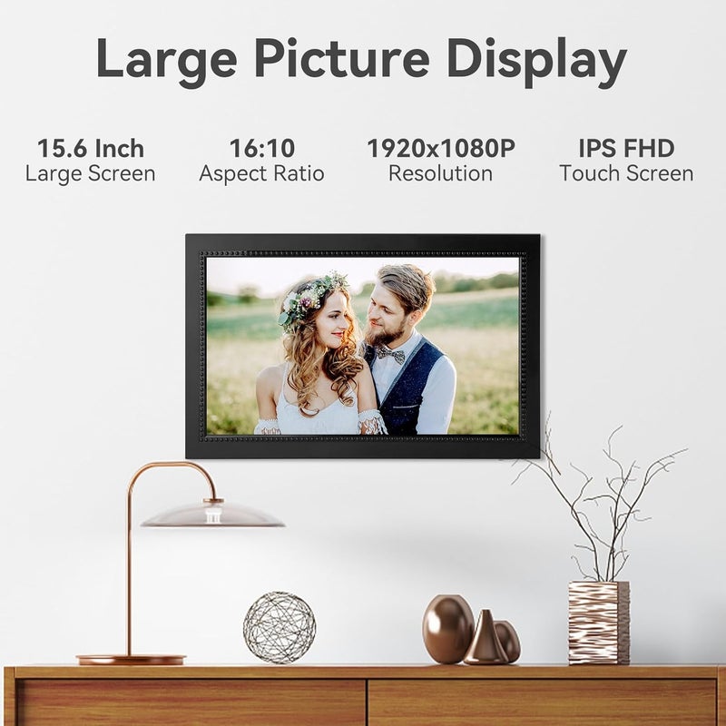 FRAMEO 15.6 Inch Large Digital Photo Frame 32GB Storage Space 1920x1080P FHD IPS Touch Screen ZoYue Smart WiFi Digital Picture Frame Easy Setup Share Your Photos and Videos via Free App Ideal Gifts - Image 2