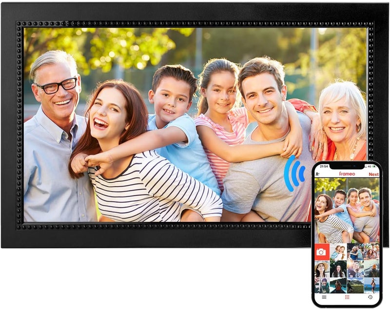 FRAMEO 15.6 Inch Large Digital Photo Frame 32GB Storage Space 1920x1080P FHD IPS Touch Screen ZoYue Smart WiFi Digital Picture Frame Easy Setup Share Your Photos and Videos via Free App Ideal Gifts - Image 1