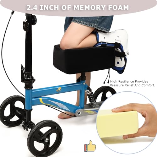 XINTREY Knee Scooter Cushion 2" thick Memory Foam Knee Scooter Pad for Comfort w/Removable Cover Walker/Roller Accessories fits Most Models (Black) - Image 3