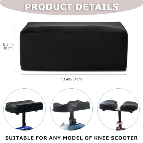XINTREY Knee Scooter Cushion 2" thick Memory Foam Knee Scooter Pad for Comfort w/Removable Cover Walker/Roller Accessories fits Most Models (Black) - Image 4
