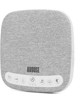 August Portable White Noise Sound Machine - August SE160 - Calming, Ambient Sleep Therapy - 14 Soothing Sounds for Babies, Children, Adults - Sleep Aid with Timer - 60-Hour Battery - USB-C Charging - White 