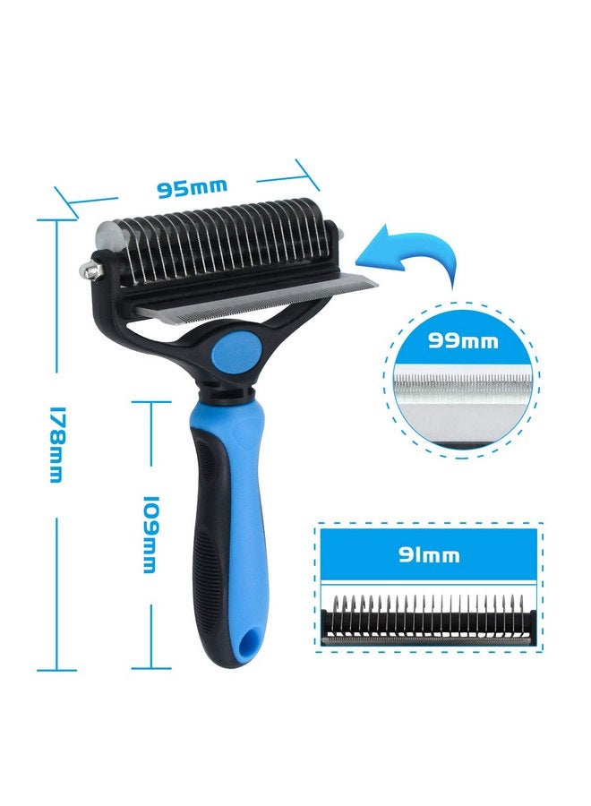 JAKEMY Pet Grooming Tool - 2 Sided Undercoat Rake for Cats & Dogs - Safe Dematting Comb for Easy Mats & Tangles Removing - Image 2