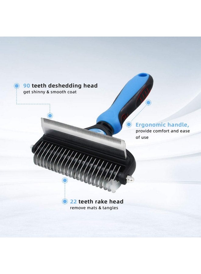 JAKEMY Pet Grooming Tool - 2 Sided Undercoat Rake for Cats & Dogs - Safe Dematting Comb for Easy Mats & Tangles Removing - Image 1