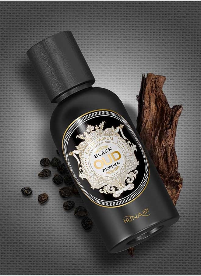 Al Hunaidi Perfumes Black Pepper Oud by HUNAIDI Perfumes for Men 100ml | Exotic Oud Perfume for Men | Long Lasting Perfume for Men | Rich and Masculine Fragrance with Bergamot and Cedarwood Notes  - Image 2