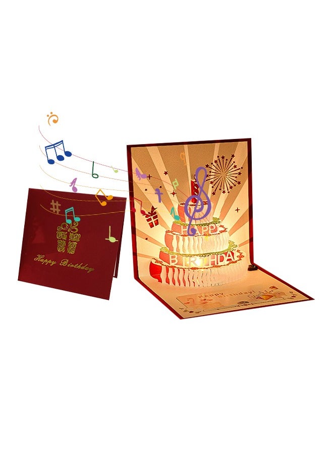 Generic - Pop-Up 3D Cake Birthday Card, Beautiful Blessing Card With Warm Light And Music, Suitable For All People - Image 1