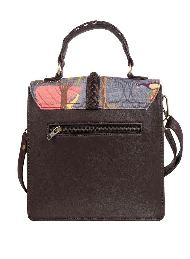Fatfatiya Tropical Garden Print Satchel Bag - Vegan Leather Structured Handbag with Detachable Sling Strap for Office, College & Travel - Image 2