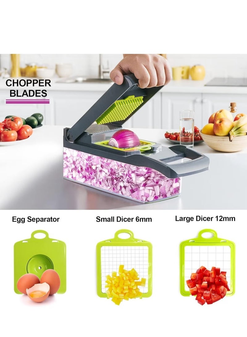 JAJEEK NEW Vegetable Chopper Pro Onion Chopper – 13-in-1 Multifunctional Food Chopper, Kitchen Slicer Dicer Cutter, 8 Blades Salad & Potato Mandolin Slicer with Container, Easy Veggie Prep Tool - Image 2
