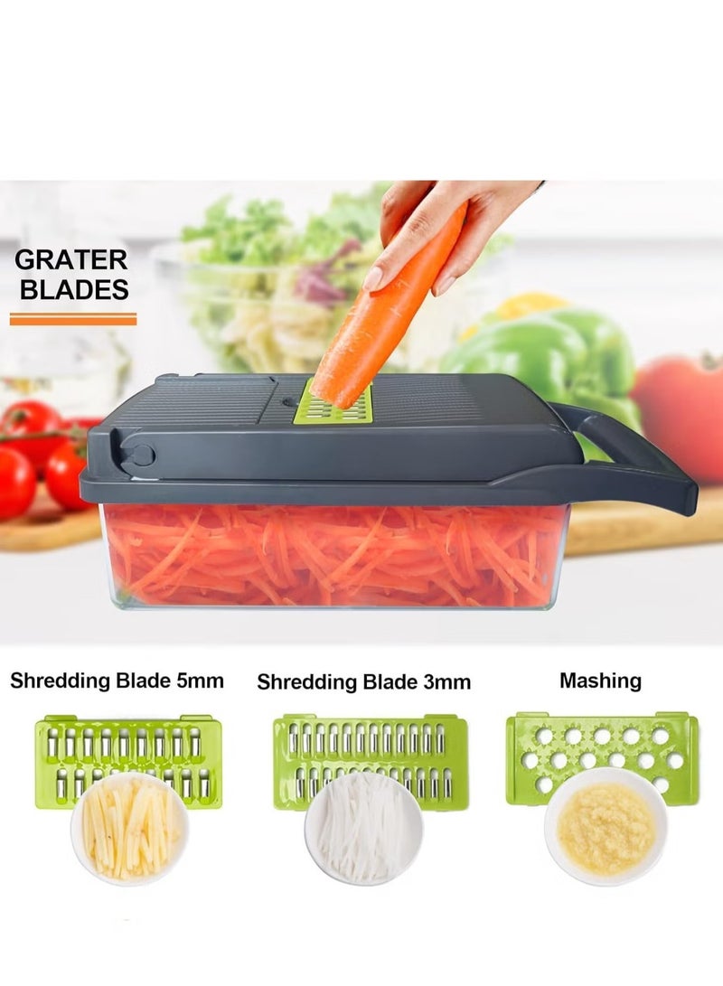 JAJEEK NEW Vegetable Chopper Pro Onion Chopper – 13-in-1 Multifunctional Food Chopper, Kitchen Slicer Dicer Cutter, 8 Blades Salad & Potato Mandolin Slicer with Container, Easy Veggie Prep Tool - Image 3