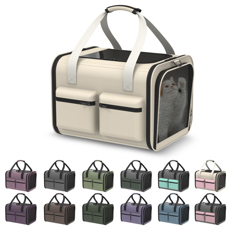حقيبة نقل قطط ناعمة معتمدة من شركات الطيران - حقيبة سفر صغيرة للكلاب الصغيرة للحيوانات الأليفة حتى وزن 15 رطلاً، حقيبة نقل مريحة وجيدة التهوية للقطط والكلاب الصغيرة، معتمدة من إدارة أمن النقل الأمريكية (TSA) للسفر بالطائرة والسيارة والتخييم وزيارات الطبيب البيطري. - Image 1