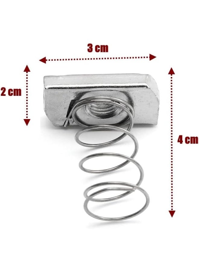 Biella Strut Channel Nuts, M8 - Spring Nuts With Zinc Electroplate Finish, Long Spring For Use With Strut (5 Pack) - Image 2