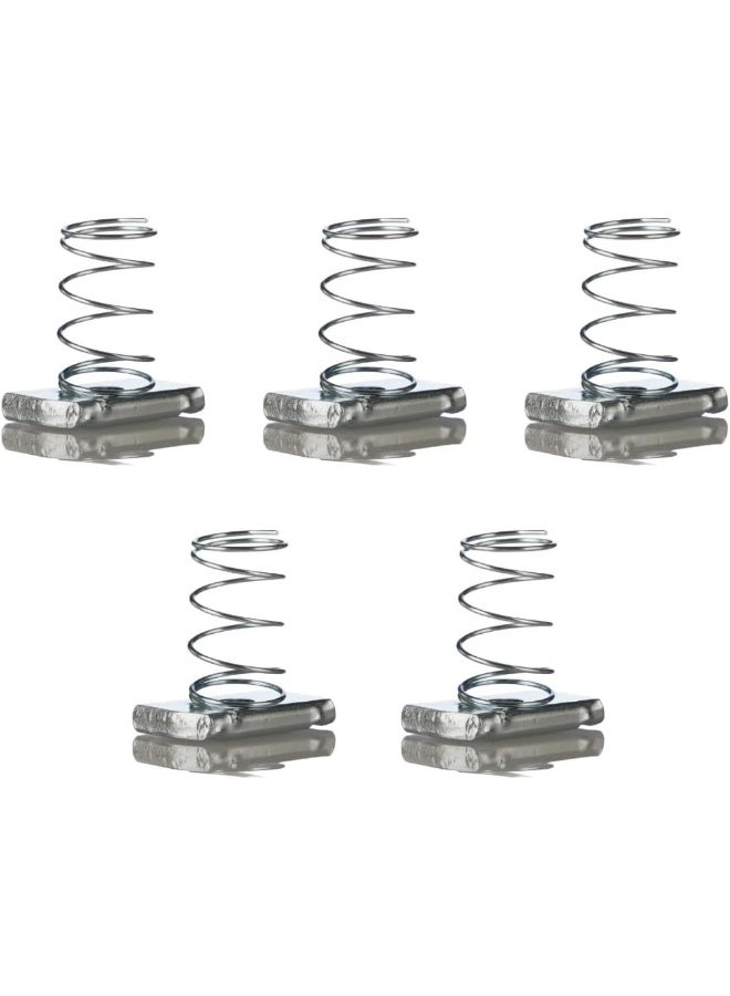 Biella Strut Channel Nuts, M8 - Spring Nuts With Zinc Electroplate Finish, Long Spring For Use With Strut (5 Pack) - Image 1