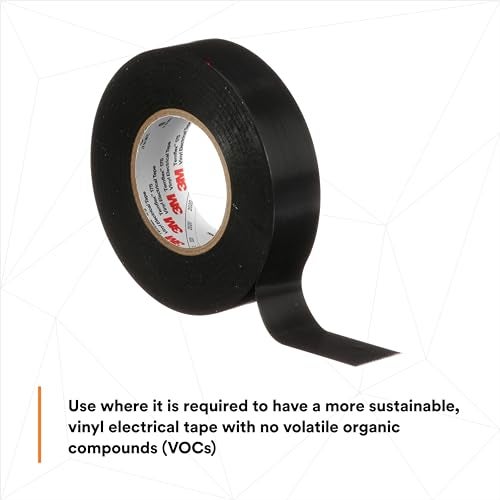 3M Temflex Vinyl Electrical Tape 175, Flame Retardant, Pressure-Sensitive Adhesive, Electrical and Mechanical Protection, Black, 7 mil, 3/4 in x 60 ft, 10 Rolls - Image 5